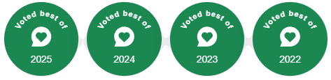 Nextdoor Neighborhood Favorite badges — voted best 2025, 2024, 2023, and 2022