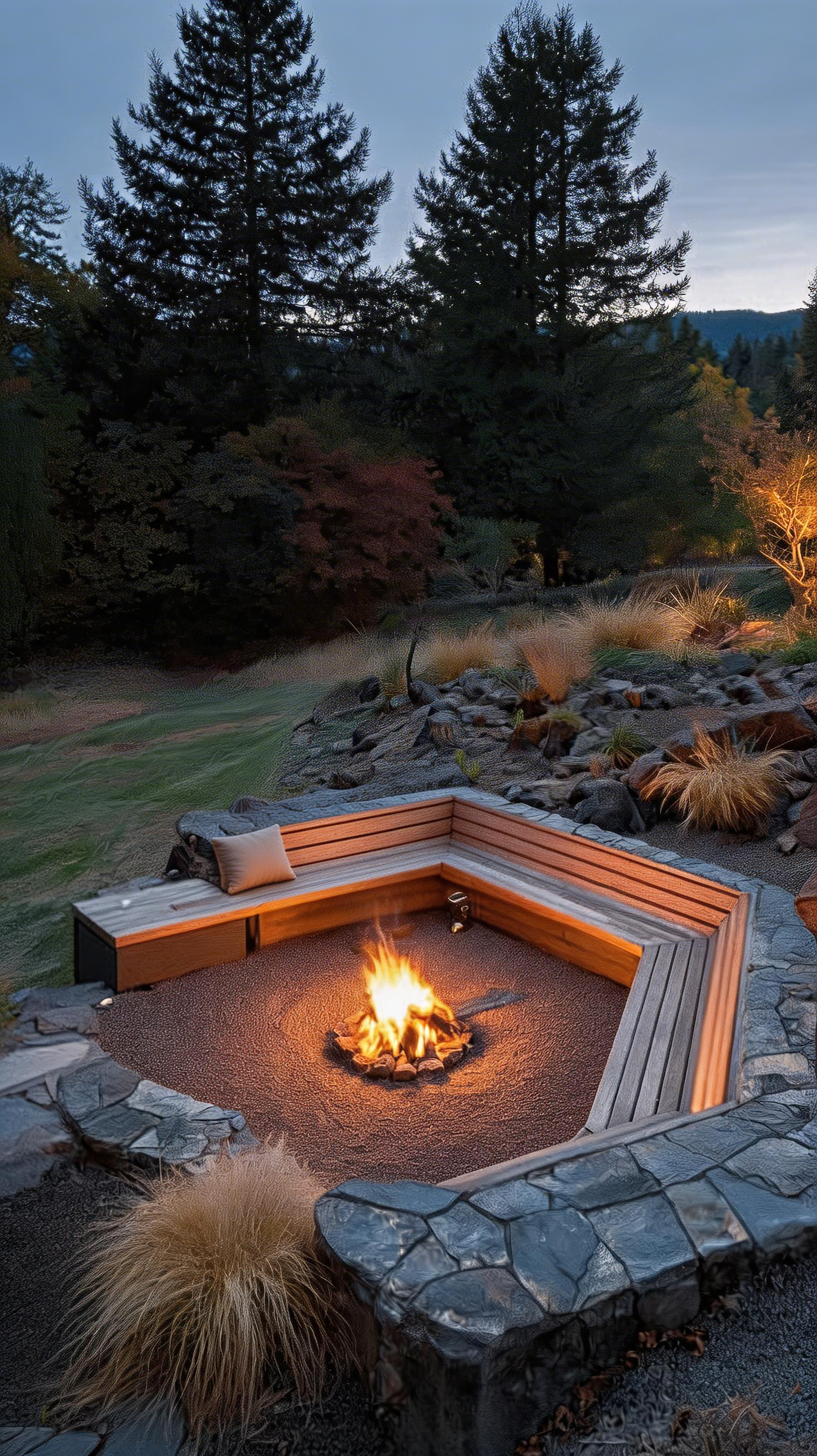 Custom fire pit installation, Medford Oregon