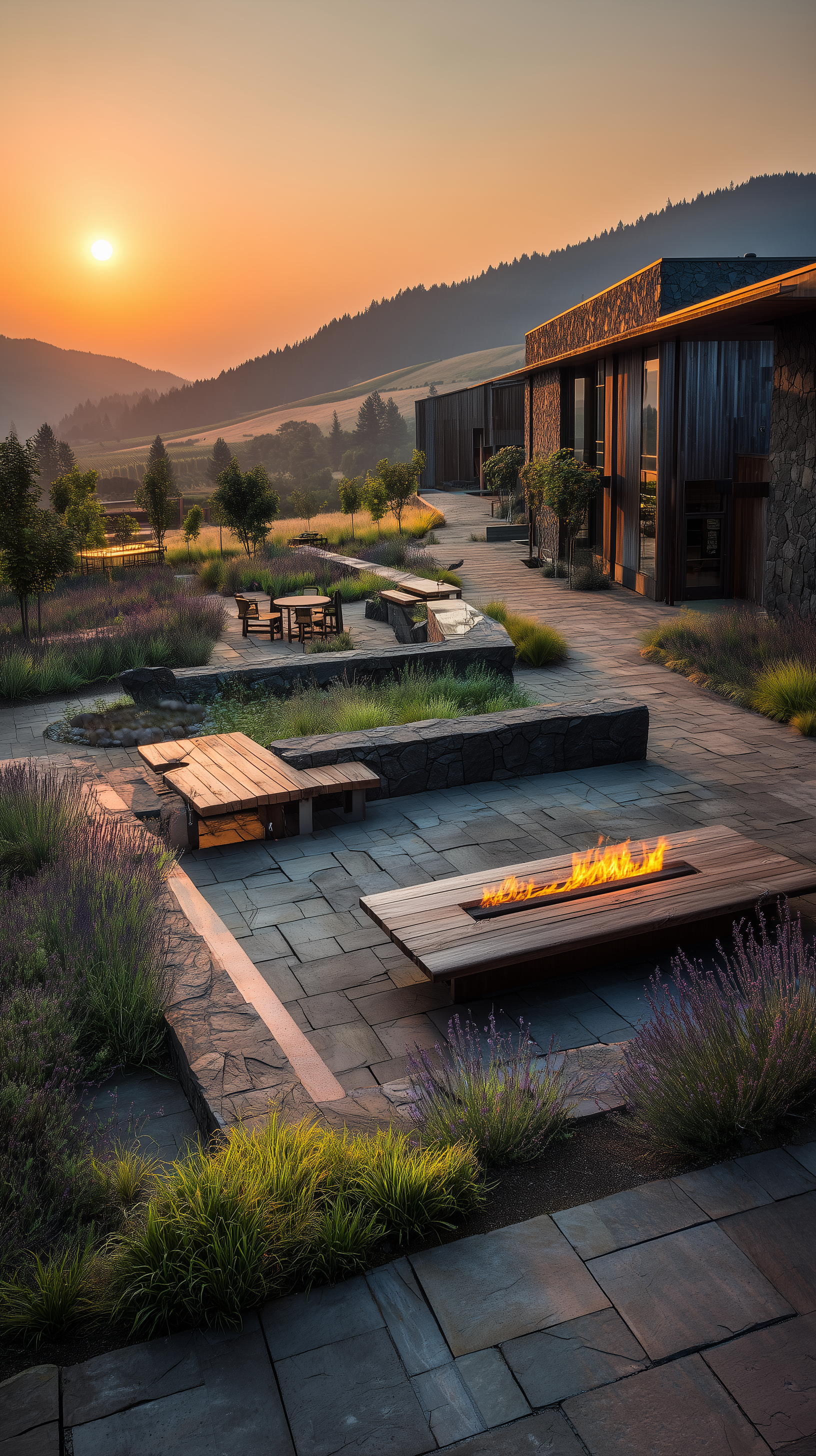 Upscale courtyard hardscape, Rogue Valley